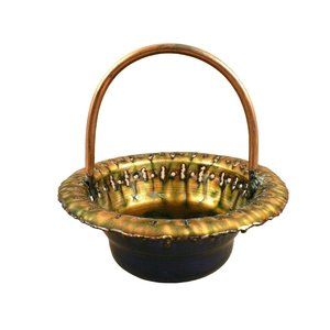 Italian Basket Artistic iridescent enameled decorative metal basket
